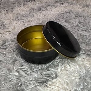 Black and Gold Round Tin Container